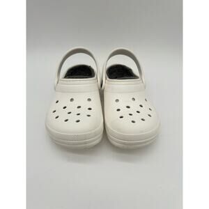 Crocs Sandals Clogs Shoes Kids Children’s 1 Lined Croc White Gray Fuzzy Insole